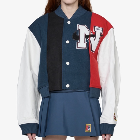 Nike x Yoon Ahn Oversized Varsity Jacket Women’s Medium Wool Blend & Leather - Picture 3 of 16
